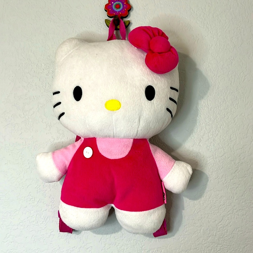 Hello Kitty Sanrio Backpack Plush Missing Button - image 1